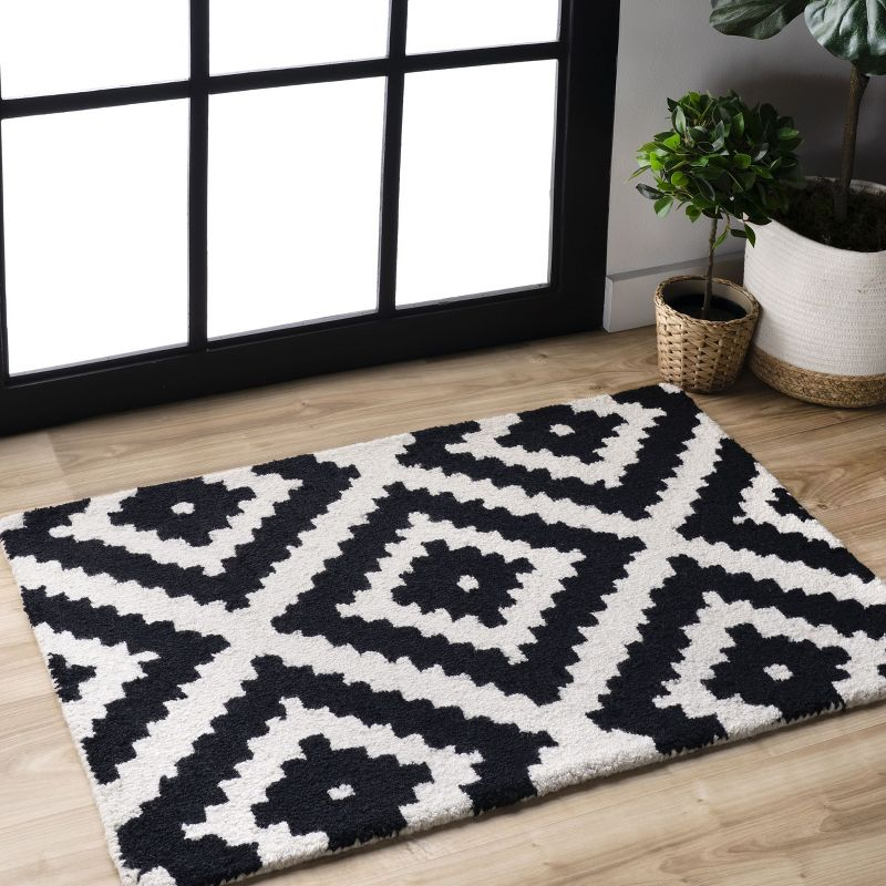 Nuloom Kellee Geometric 3x5 Wool Accent Indoor Area Rug for Living Room Bedroom Dining Room Entryway Kitchen, Beige/Brown