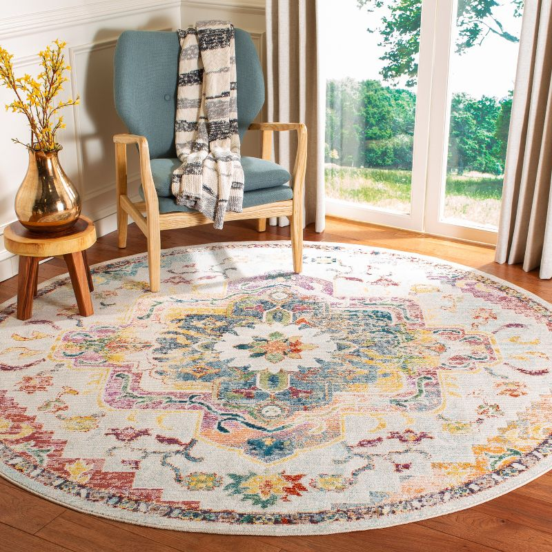 Crystal CRS501 Loomed Indoor Area Rug - Light Blue/Grey - 5'x5' Round - Safavieh