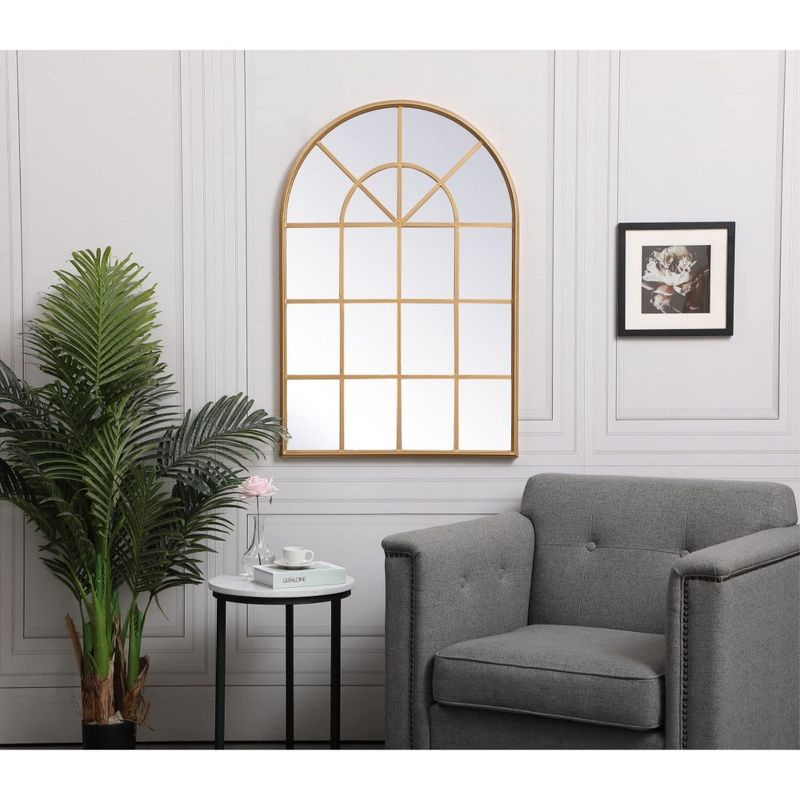 Elegant Lighting Metal windowpane mirror 28 inch in in x 41 inch in in Brass