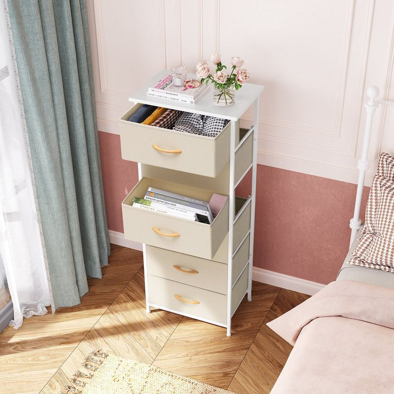Crestlive Products 6 Drawers Vertical Dresser for Bedroom Storage Tower with Wood Top White