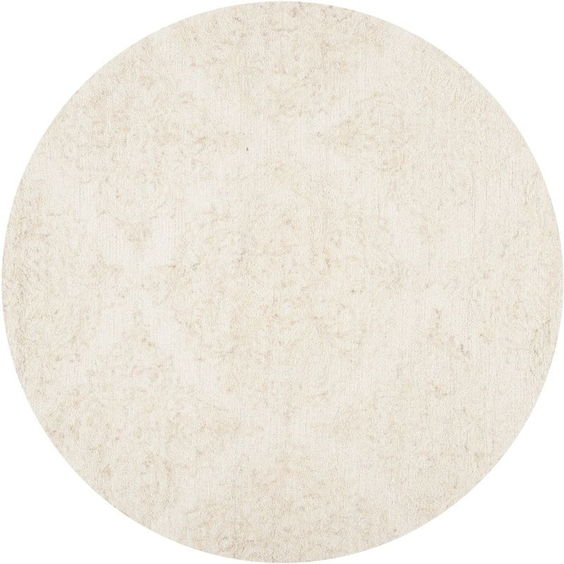 Abstract ABT279 Handmade Tufted Area Rug - Beige/Grey - 6' X 6'  Round - Safavieh