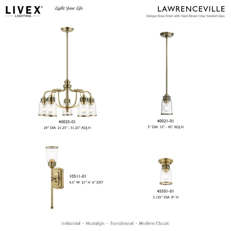 Livex Lighting Lawrenceville 1 - Light Sconce in  Antique Brass