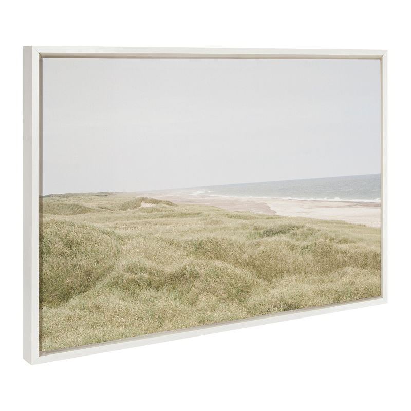 23" x 33" Sylvie Peaceful Coastal Landscape Framed Canvas by Creative Bunch White - Kate & Laurel All Things Decor: Serene Beach Wall Art