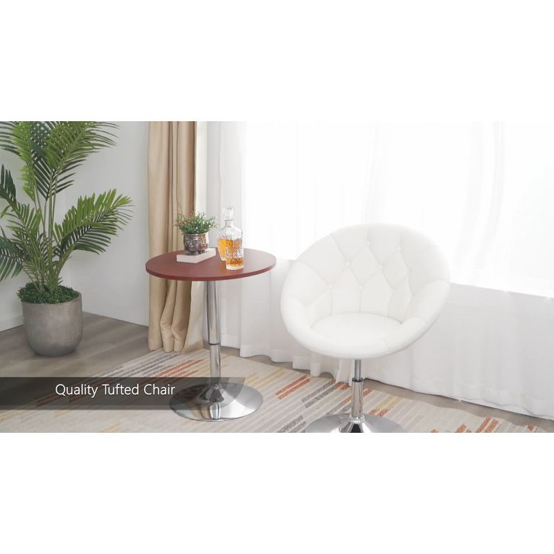 Yaheetech Height Adjustable Swivel Upholstered Round Accent Chair Barrel Chair-Black