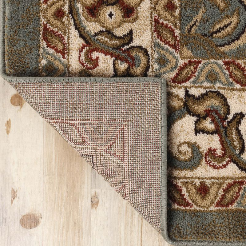 Traditional Floral Scroll Indoor Runner or Area Rug, 4'x6', Dark Green - Blue Nile Mills