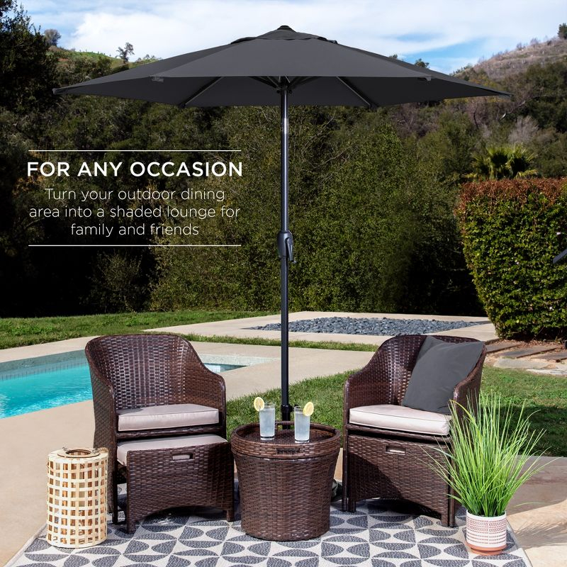 Best Choice Products 7.5ft Heavy-Duty Outdoor Market Patio Umbrella w/ Push Button Tilt, Easy Crank, Gray