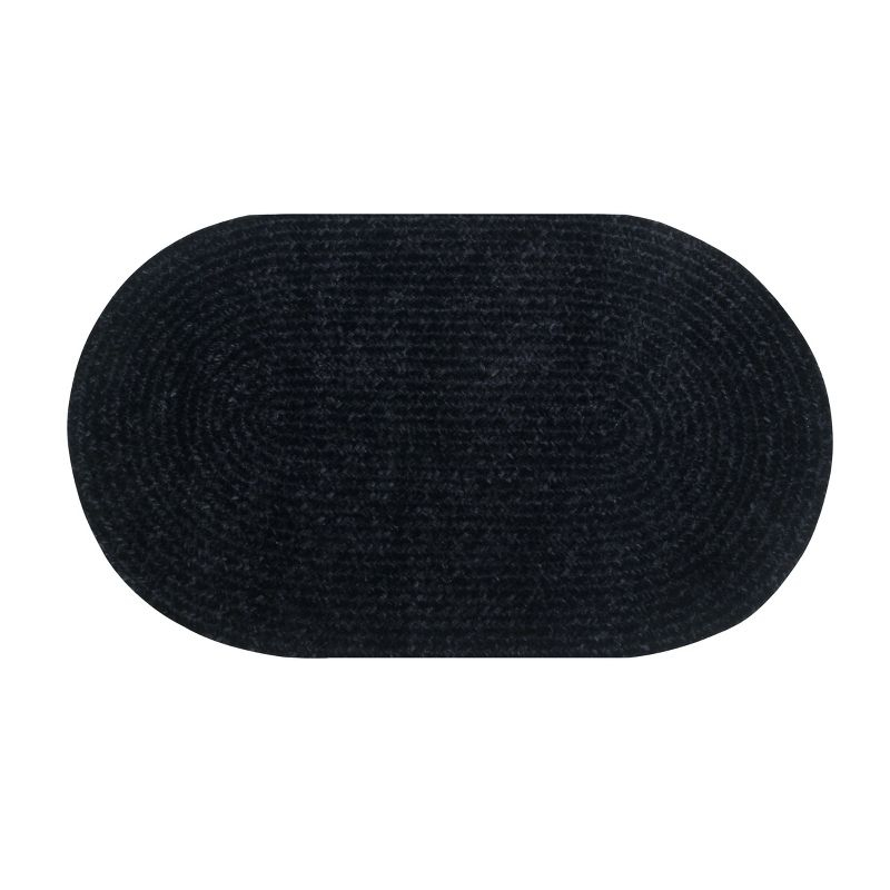 30" x 50" Chenille Solid Collection Black Reversible Indoor Area Utility Oval Rug - Better Trends