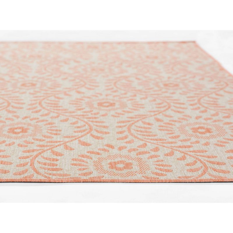 Momeni 9'x12' Riviera Adrian Area Rug Coral: Geometric Pattern, Indoor/Outdoor, Low Pile, Polypropylene, Machine Made