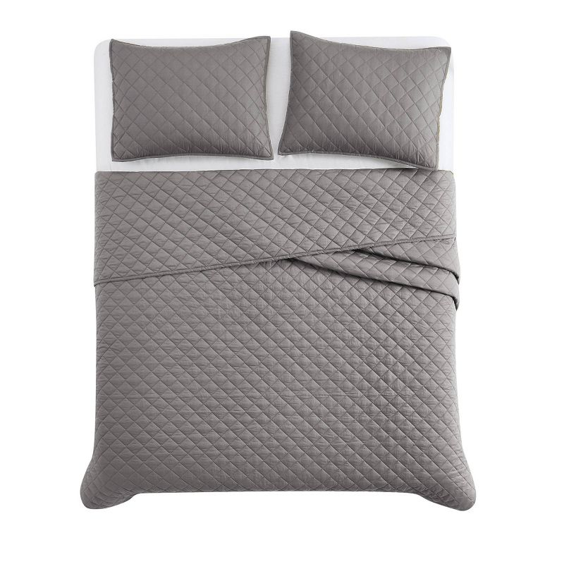 Cannon 2pc Twin/Twin Extra Long Percale Quilt Set Gray