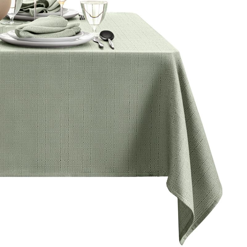 Laurel Solid Texture Water and Stain Resistant Tablecloth - 60" x 144" - Sage - Elrene Home Fashions