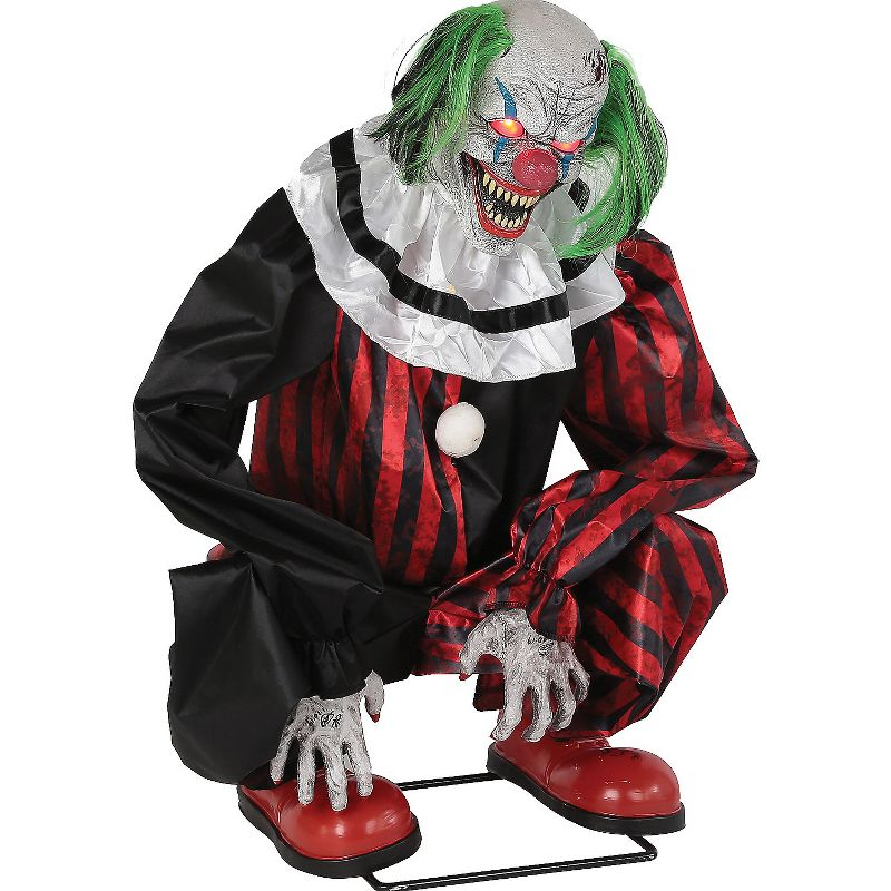 Seasonal Visions Animated Crouching Clown Halloween Decoration -  - Red