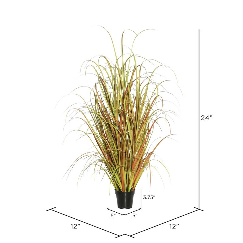 Vickerman 24" PVC Artificial Potted Mixed Brown Grass. In a 5"Lx5"Wx3.75"H base.