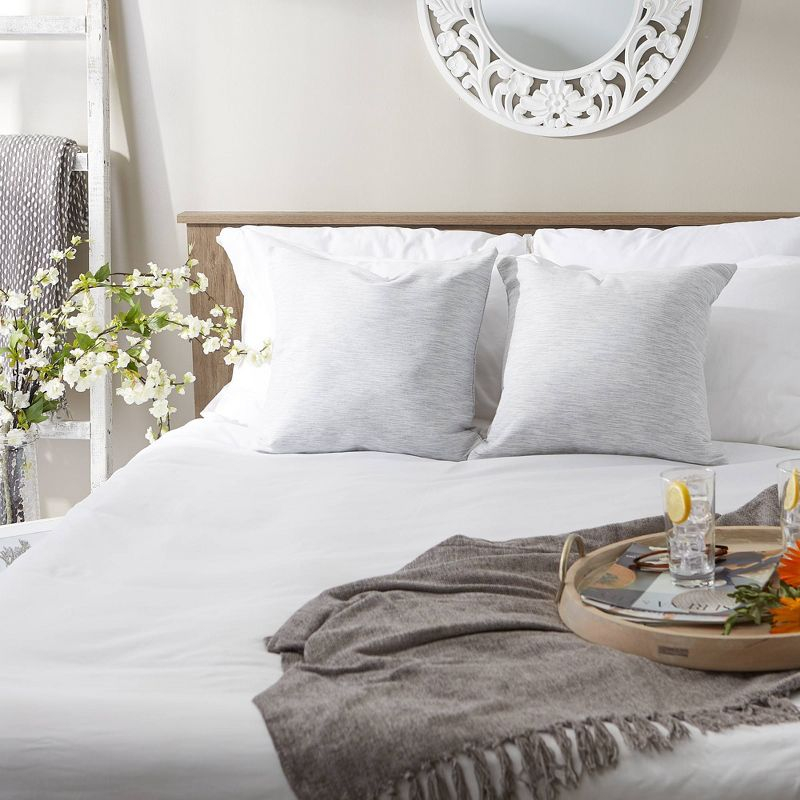 2pc 18"x18" Tonal Recycled Cotton Square Throw Cover Light Gray/Off-White - Design Imports: Zipper Closure, Indoor Use