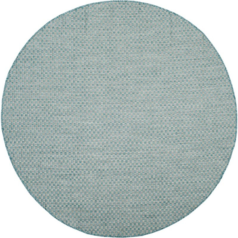 Courtyard CY8653 Power Loomed Indoor and Outdoor Area Rug - Light Blue/Light Grey - 5'3" Round - Safavieh
