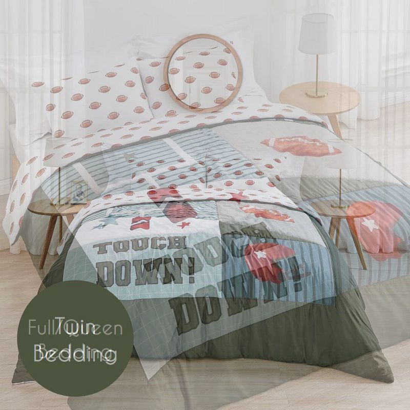 Sweet Jojo Designs + BreathableBaby Boy Breathable Mesh Crib Liner Pad Football Brown and White