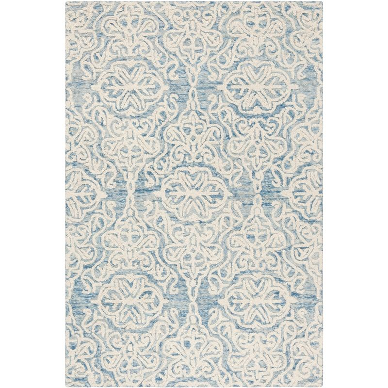 Blossom BLM112 Hand Tufted Indoor Accent Rug - Blue/Ivory - 3'x5' - Safavieh