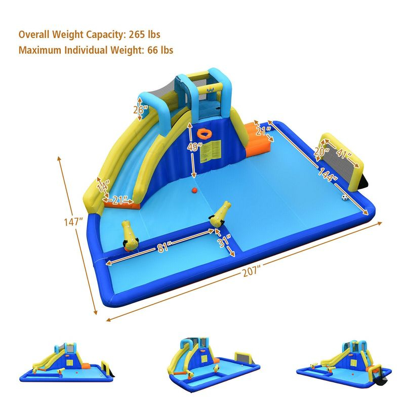 Costway Inflatable Water Slide Bounce House Climbing Wall without Blower