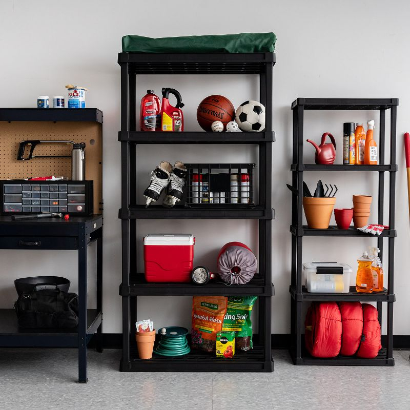 IRIS USA 5-Tier Shelving Unit, 73" Fixed Height, 36"L x 18"W x 73"H, Made with Recycled Materials, Black