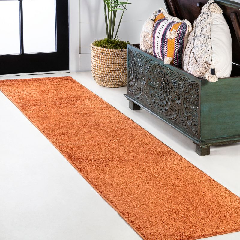 2'x10' Haze Solid Low-Pile Runner Rug, Orange - JONATHAN Y