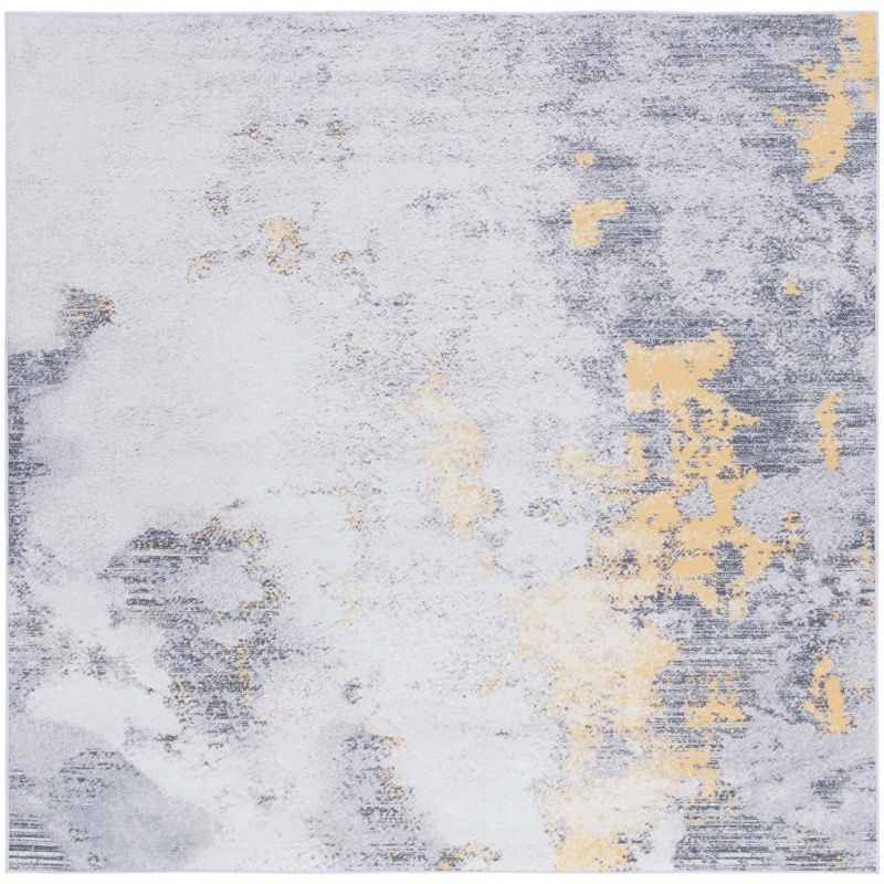 Tacoma TAC803 Power Loomed Machine Washable Skid-Resistant Indoor Accent Rug - Grey/Gold - 4'x4' - Safavieh