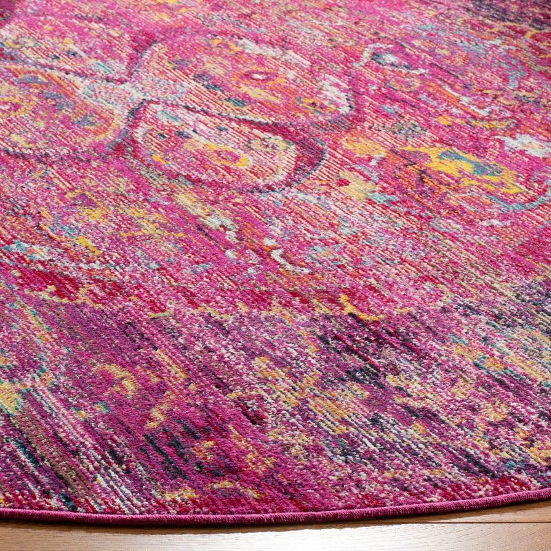 Crystal CRS512 Power Loomed Area Rug - Fuchsia/Purple - 7' Round - Safavieh.