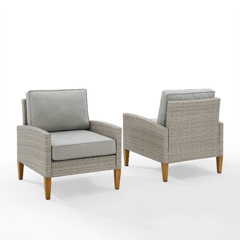 Capella Outdoor Wicker 2 Pc Chair Set Gray/Acorn - Crosley