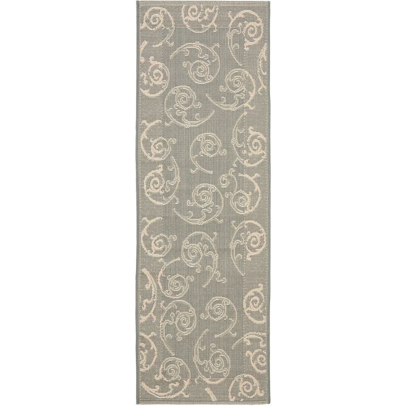 Courtyard CY2665 Power Loomed Indoor and Outdoor Runner Rug - Grey/Natural - 2'3"x12' - Safavieh