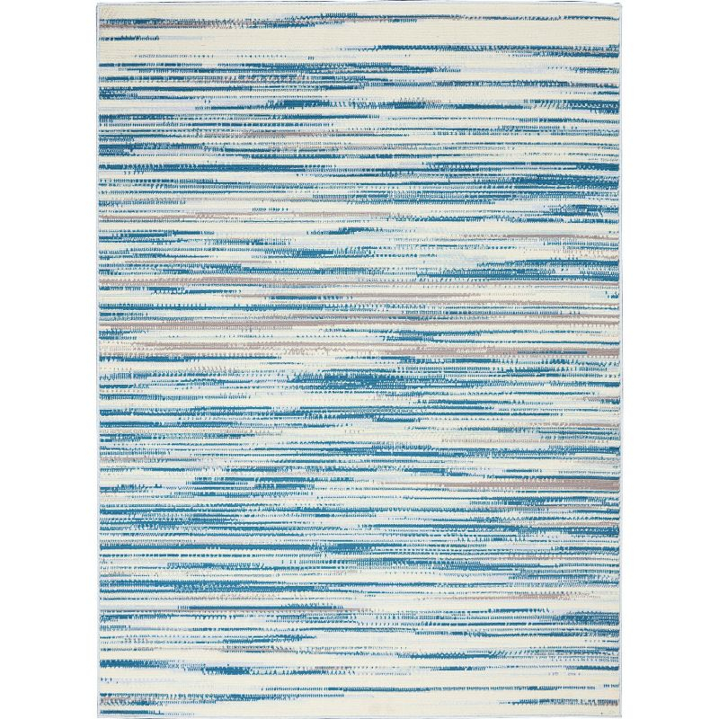 Nourison Jubilant 5'3" x 7'3" (5' x 7') Blue Area Rug Coastal Contemporary Striped by Nourison