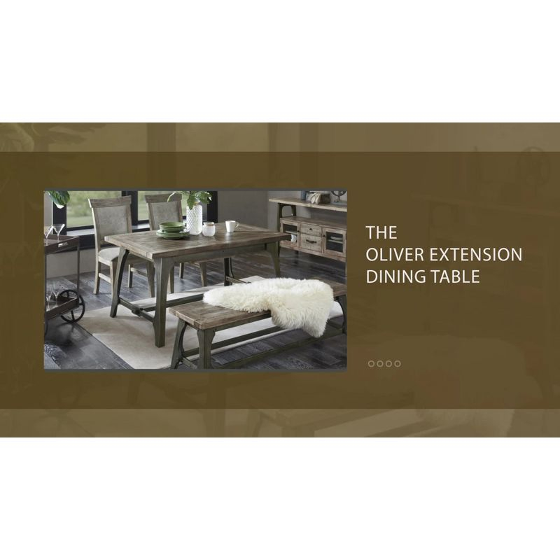 Ink+Ivy Oliver Extendable Dining Table Gray: Self-Storing Leaf, Seats Six, Antique Bronze Legs