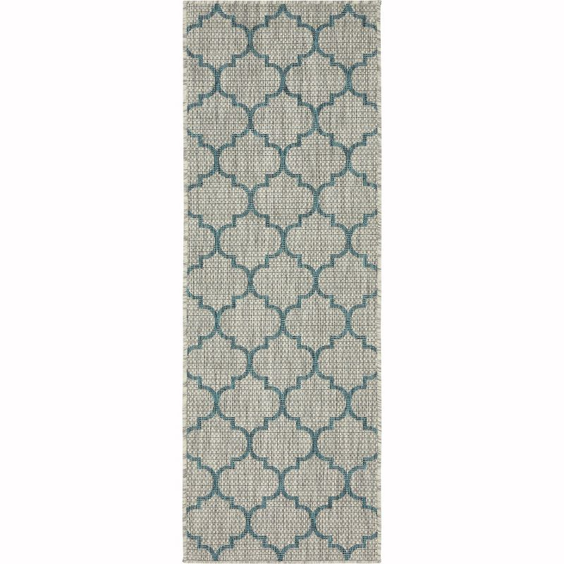 Unique Loom 2' 0 x 6' 1 Runner Indoor/Outdoor Trellis Gray Runner Rug