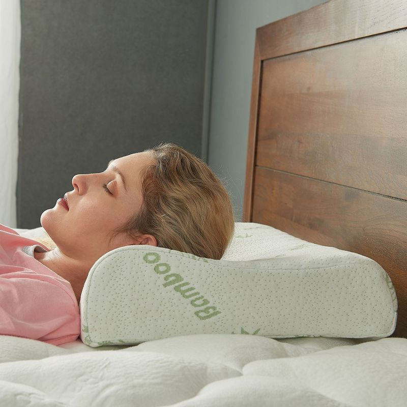 Cheer Collection Contoured Latex Memory Foam Pillow with Washable Cover - White (24" x 16" x 4")
