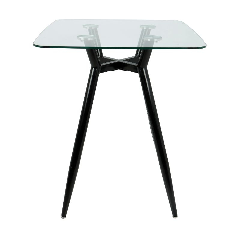 Clara Mid-Century Modern Square Counter Table Clear - LumiSource: Geometric Metal Base, 4-Seat Pub Style