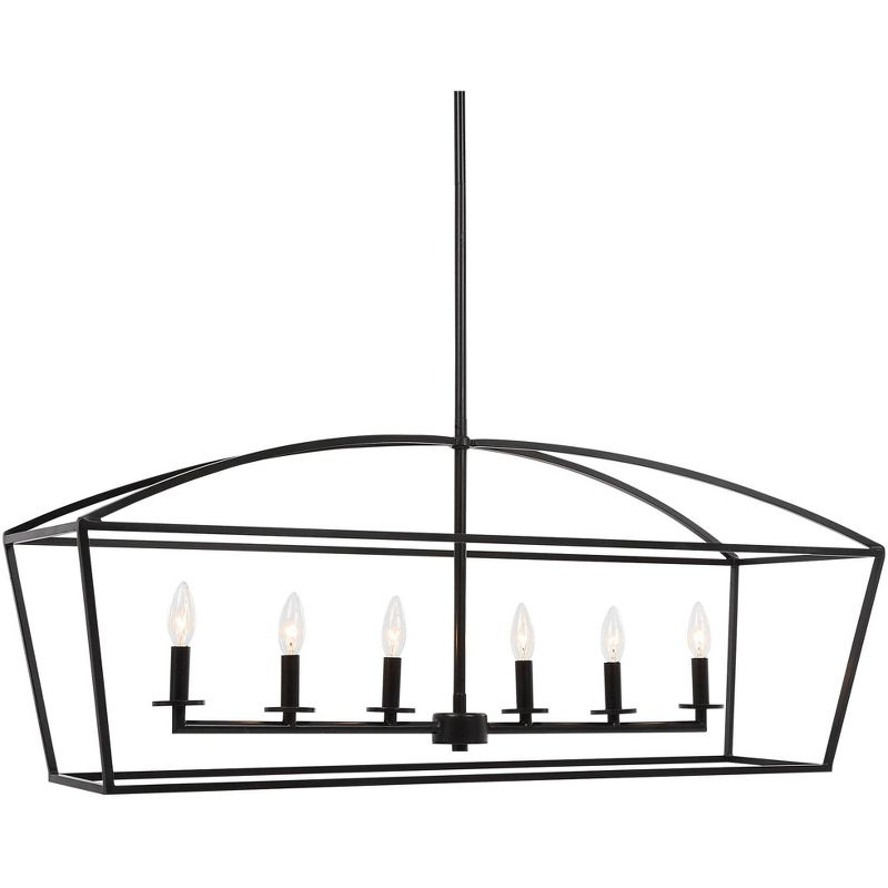 Uttermost Bronze Steel Linear Pendant Chandelier 42" Wide Farmhouse Open Frame 6-Light Fixture for Kitchen Island Dining Room Home