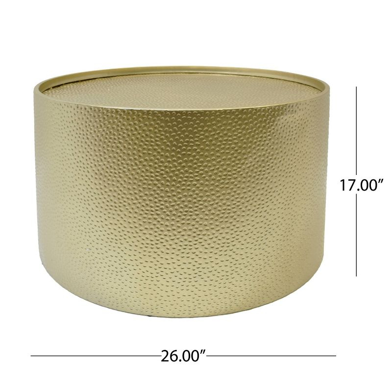 Braeburn Modern Round Coffee Table Gold - Christopher Knight Home: Hammered Iron, No Assembly Required
