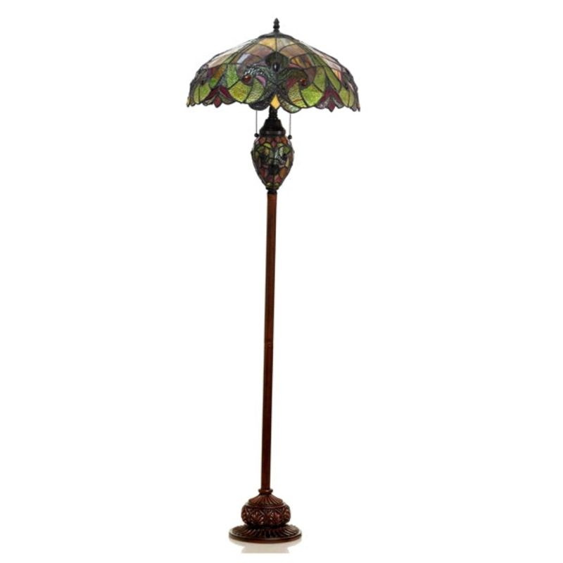 Chloe Lighting Liaison Tiffany-Style 3 Light Victorian Double Lit Floor Lamp 18" Shade