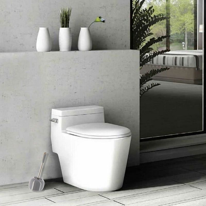 Evideco French Home Goods PISE Freestanding Grey Toilet Brush and Holder Set