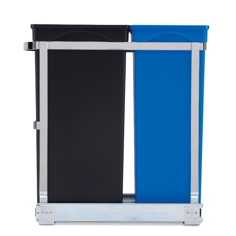 simplehuman 35L Under Counter Pull Out Trash Can Dual Bucket Recycling Garbage Can with Heavy Duty Frame
