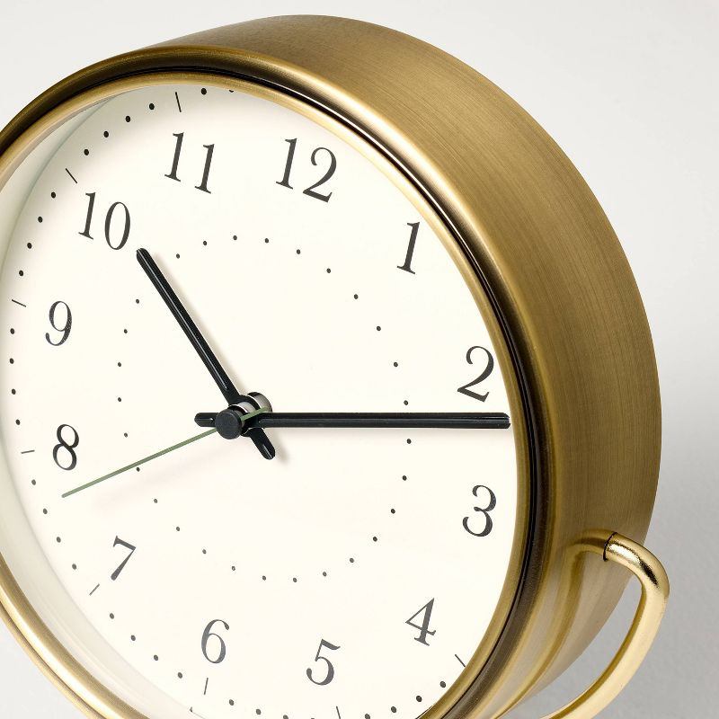 Brass Analog Circular Pedestal Table Clock - Hearth & Hand™ with Magnolia