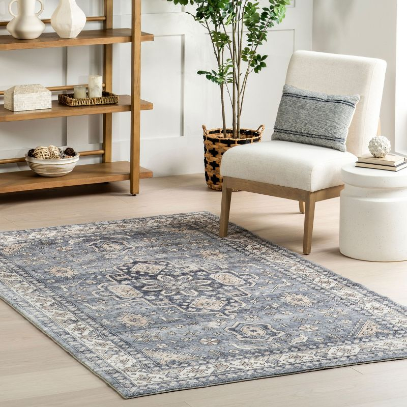 Nuloom Jordan Medallion 3x5 Machine Washable Accent Indoor Area Rug for Living Room Bedroom Dining Room Entryway Kitchen, Grey/Ivory