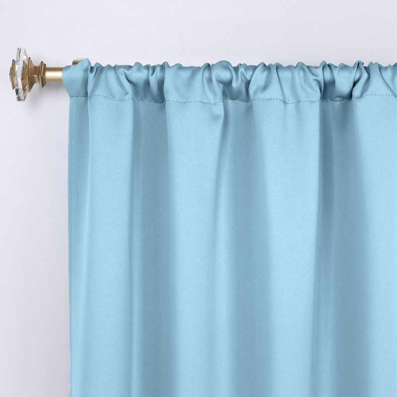 Classic Modern Solid Room Darkening Semi-Blackout Curtains, Rod Pocket, Set of 2, 26"x63", Light Blue - Blue Nile Mills