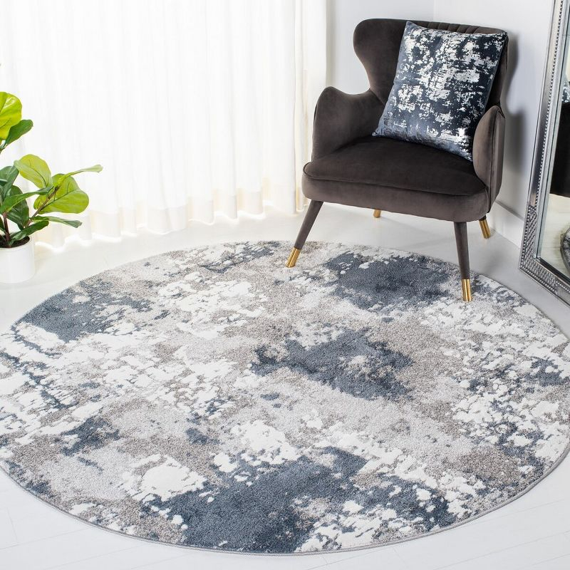 Century 300 CTY339 Power Loomed Indoor Area Rug - Grey/Blue - 4' Round - Safavieh