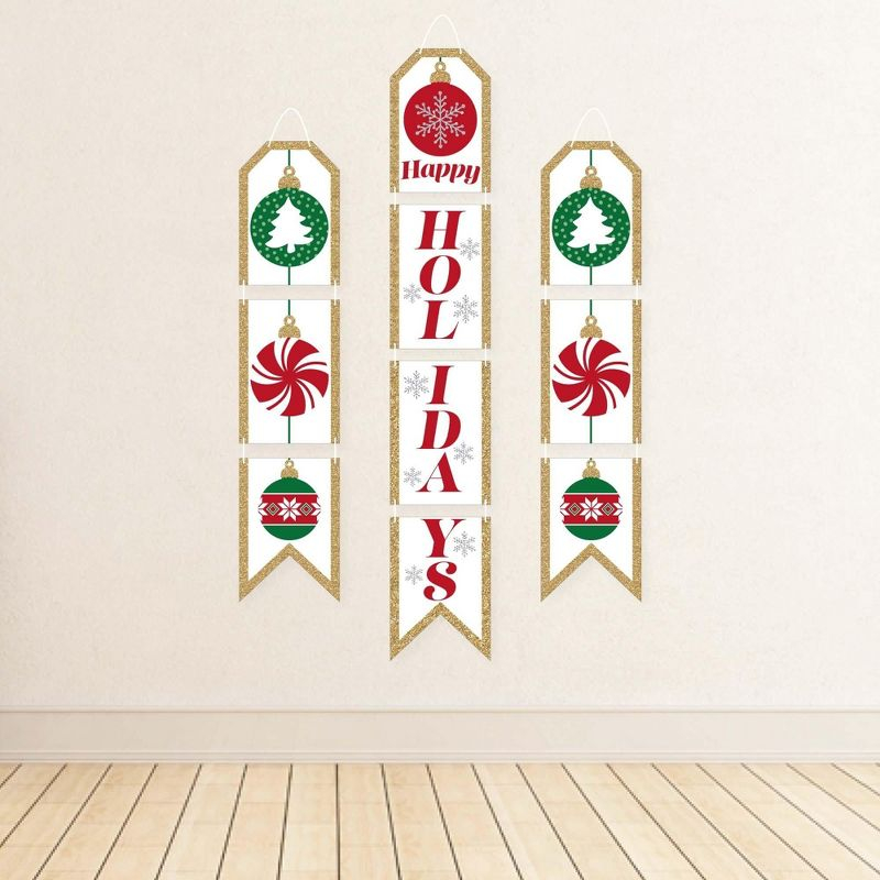 Big Dot of Happiness Ornaments - Hanging Vertical Paper Door Banners - Holiday and Christmas Party Wall Decoration Kit - Indoor Door Decor