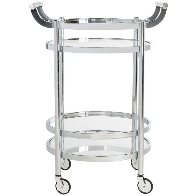 Sienna 2 Tier Round Bar Cart - BCT8001C - Chrome/Glass - Safavieh