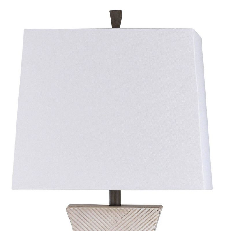 Asher Linear Embossed Resin Table Lamp Off-White - StyleCraft: Modern Drum Shade, Polyresin, UL Listed, 34" Tall