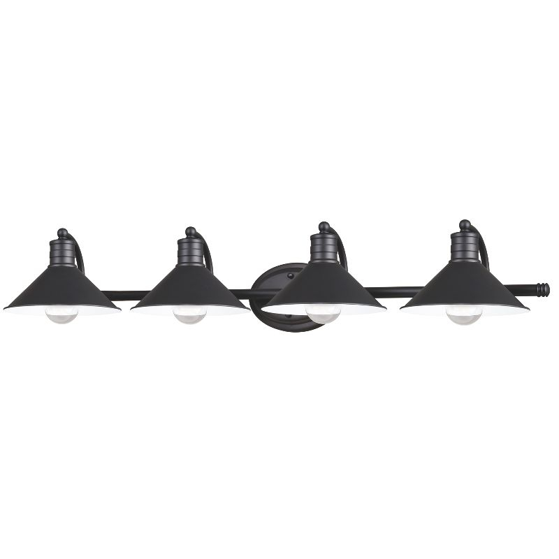 VAXCEL Akron Modern Farmhouse Bathroom Vanity Light Wall Sconce Fixture, Oil Rubbed Bronze and Matte White, 4 Light, 38 inch
