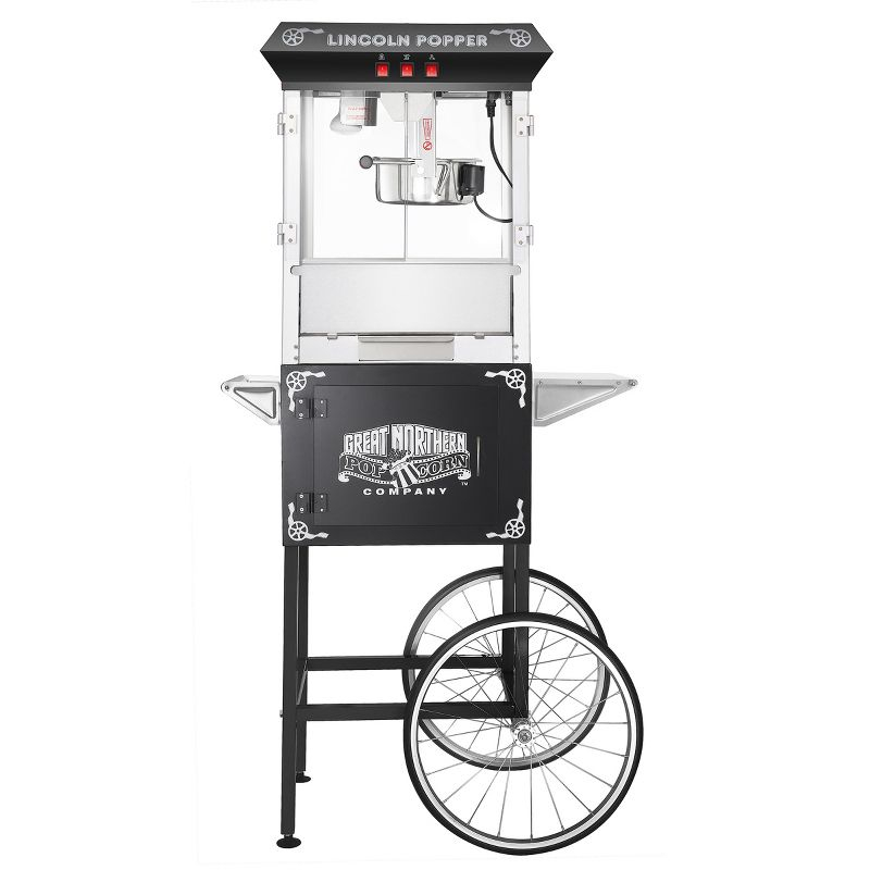 Great Northern Popcorn 8 oz. Lincoln Popcorn Machine With Cart – Black