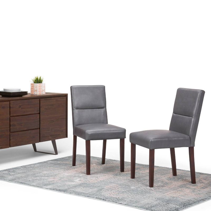WyndenHall Set of 2 Seymour Parson Dining Chairs Stone Gray: High Back, Wood Legs, Comfort Foam