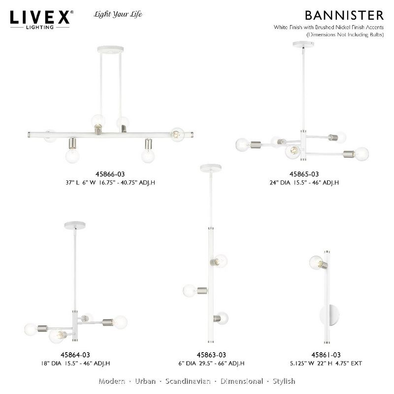 Livex Lighting Bannister 3 - Light Pendant in  White