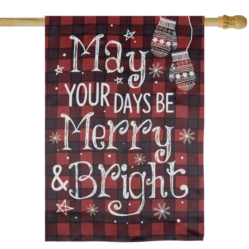 Northlight Red Buffalo Plaid Merry and Bright Christmas House Flag 28" x 40"