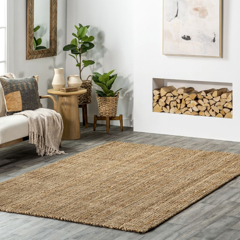 Nuloom Ashli Solid 6x9 Jute Indoor Area Rug for Dining Room Rug Neutral Rug Living Room Rug Kitchen, Natural